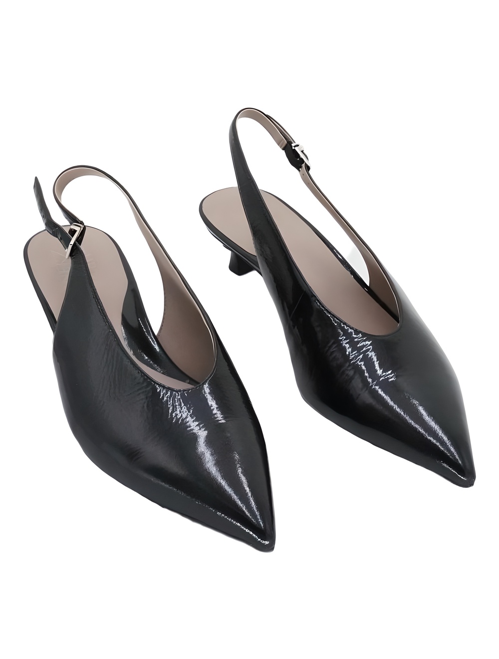 Naturalizer Nicolette Black Crinkle Leather Pointed Toe Slingback Size 8.5W